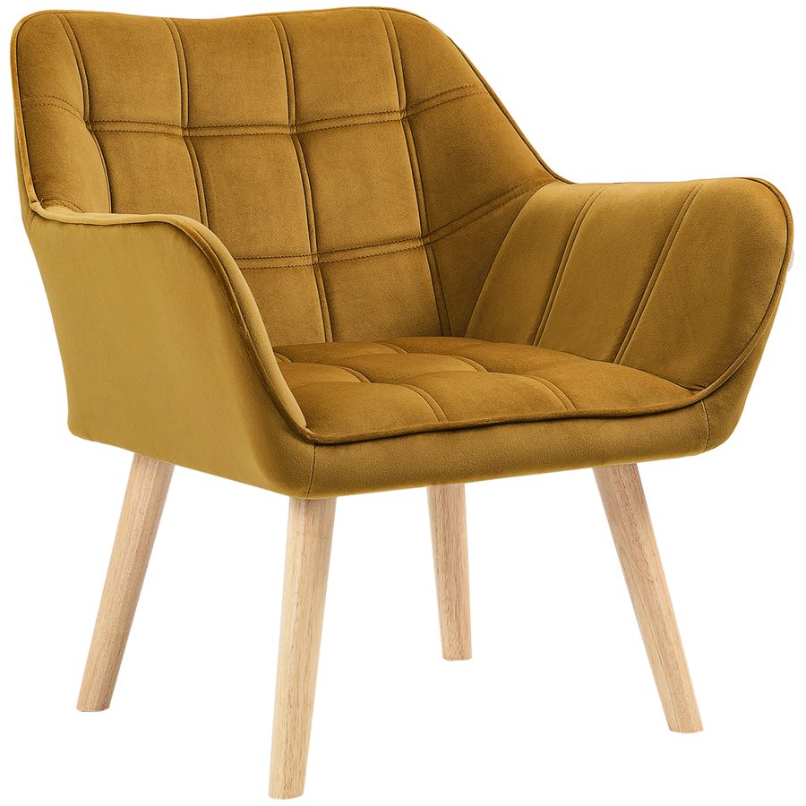 HOMCOM Ohrensessel Einzelsessel Relaxsessel mit Samt, skandinavisch, erhöhte Beine, samtartiges Polyester, Gelb 67x61,5x71 cm   Aosom.de von HOMCOM