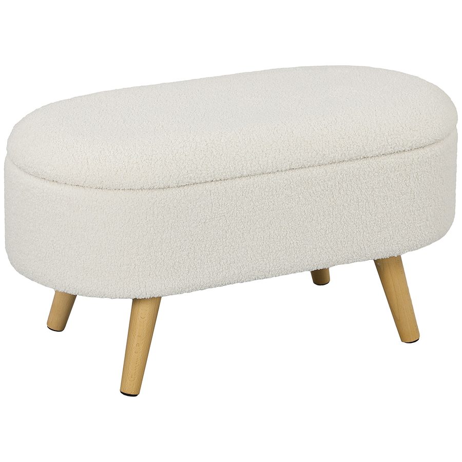 HOMCOM Sitzbank mit Stauraum, Polsterbank mit Deckel, Bettbank mit Teddysamtoptik, für Flur Schlafzimmer Wohnzimmer, Holzrahmen 82 x 41 x 45 cm Weiß   Aosom von HOMCOM