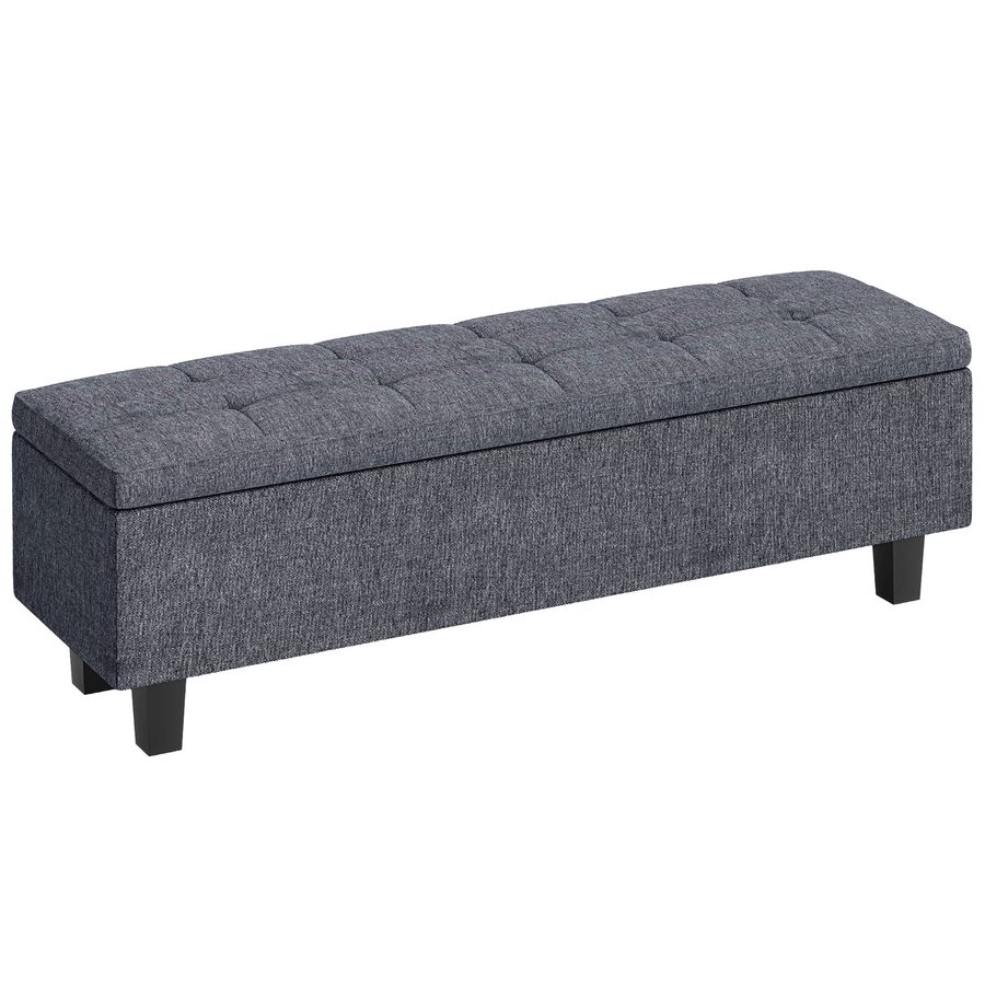 HOMCOM Sitzbank mit Stauraum, Polsterbank mit Leinenoptik, Holzbeine, Moderne Bettbank für Flur, Schlafzimmer, Wohnzimmer, 138 x 40 x 45 cm, Dunkelgrau   Aosom von HOMCOM