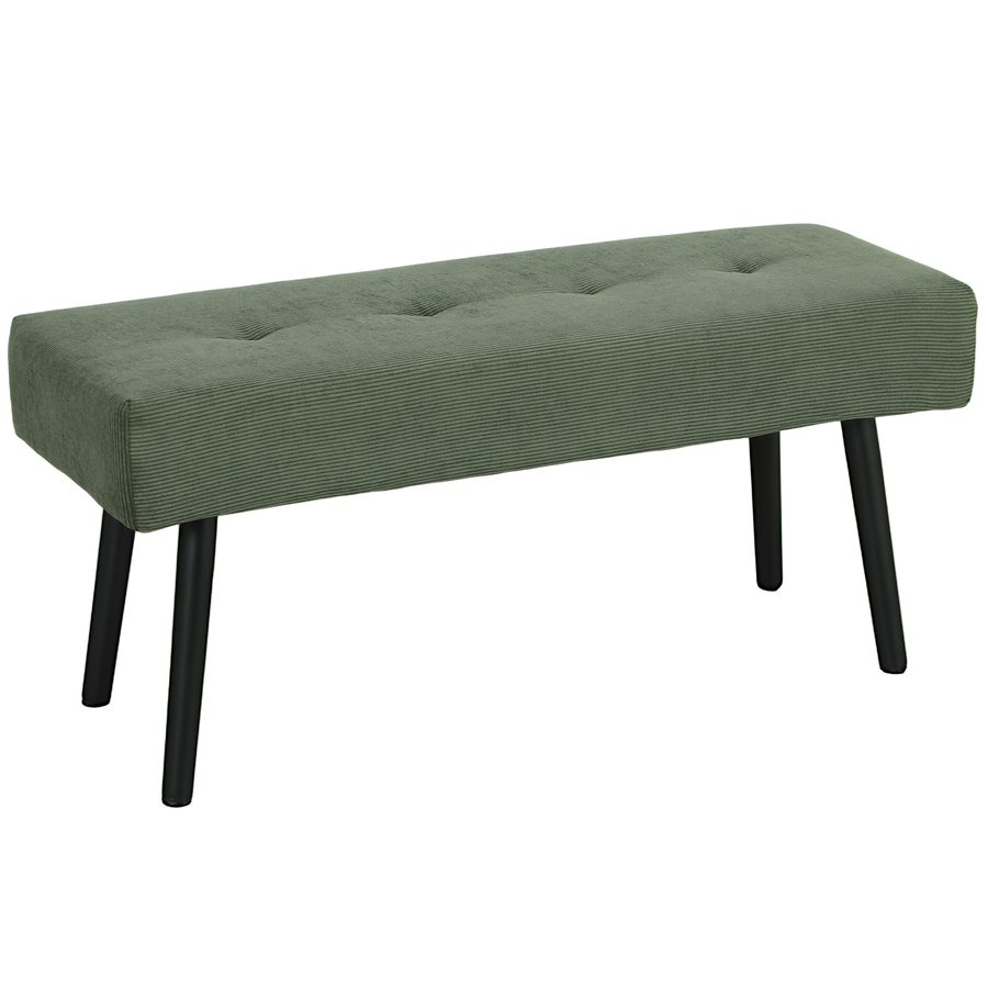 HOMCOM Sitzbank Polsterbank mit Cordbezug, getuftete Bettbank mit Metallbeine, Schuhbank Flurmöbel für Schlafzimmer, Wohnzimmer, Flur 100 x 36 x 45 cm Grün   Aosom von HOMCOM