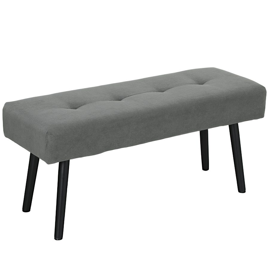 HOMCOM Sitzbank Polsterbank mit Cordbezug, getuftete Bettbank mit Metallbeine, Schuhbank Flurmöbel für Schlafzimmer, Wohnzimmer, Flur 100 x 36 x 45 cm Grau   Aosom von HOMCOM
