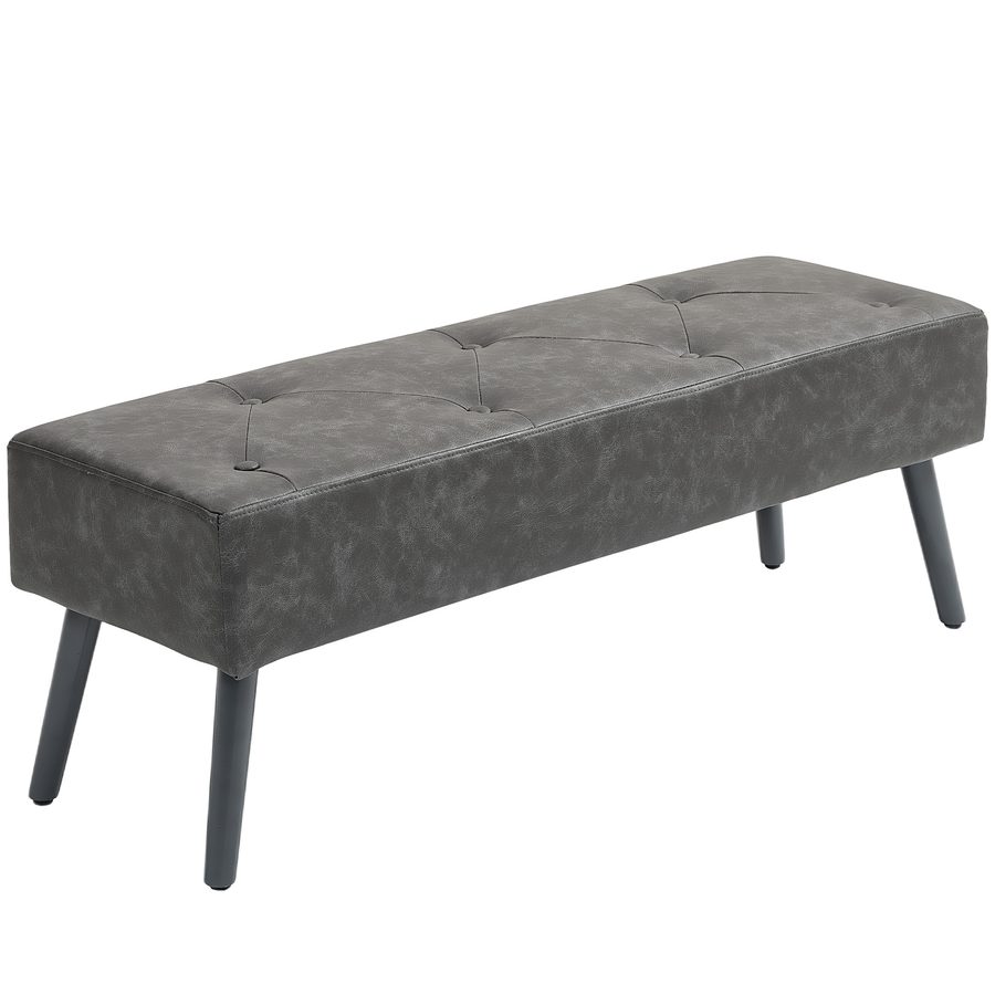 HOMCOM Sitzbank 114 x 38 x 42 cm, gepolstert, Kunstleder, Holzbeine, bis 220 kg, Grau   Aosom von HOMCOM