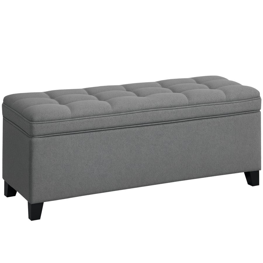 HOMCOM Sitzbank mit Stauraum, Polsterbank 120x40x48 cm mit Sicherheits-Scharniern, Leinenoptik, Bank bis 120kg für Wohnzimmer, Schlafzimmer, Flur, Dunkelgrau   Aosom von HOMCOM
