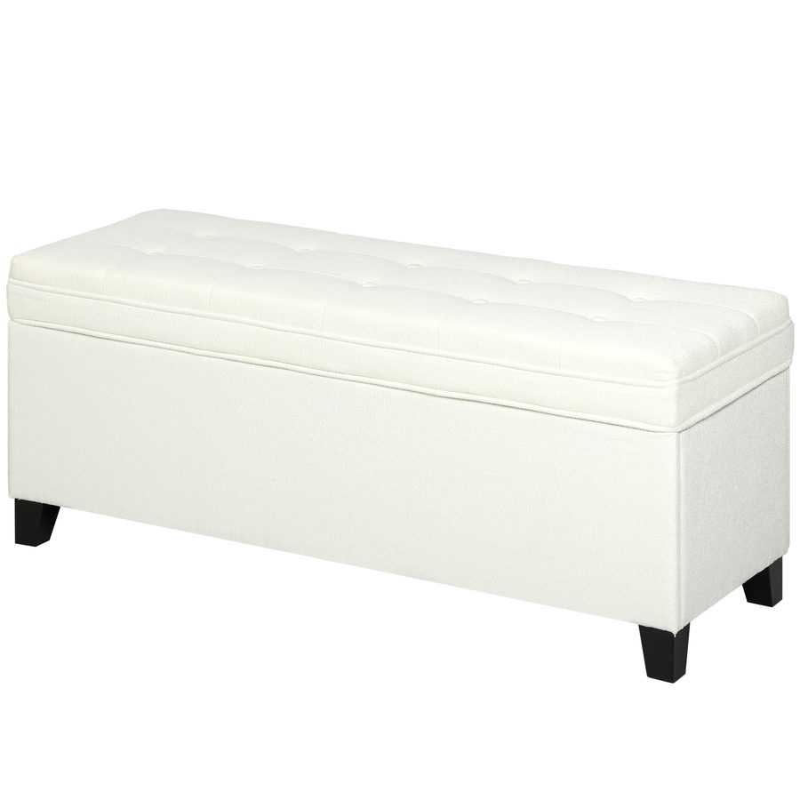 HOMCOM Aufbewahrungsbank 112L Sitzbank mit gepolsterter Sitzfläche aus Leinenstoff, für Wohnzimmer, Schlafzimmer, Eingangsbereich, 120 x 40 x 48 cm, Creme   Aosom von HOMCOM