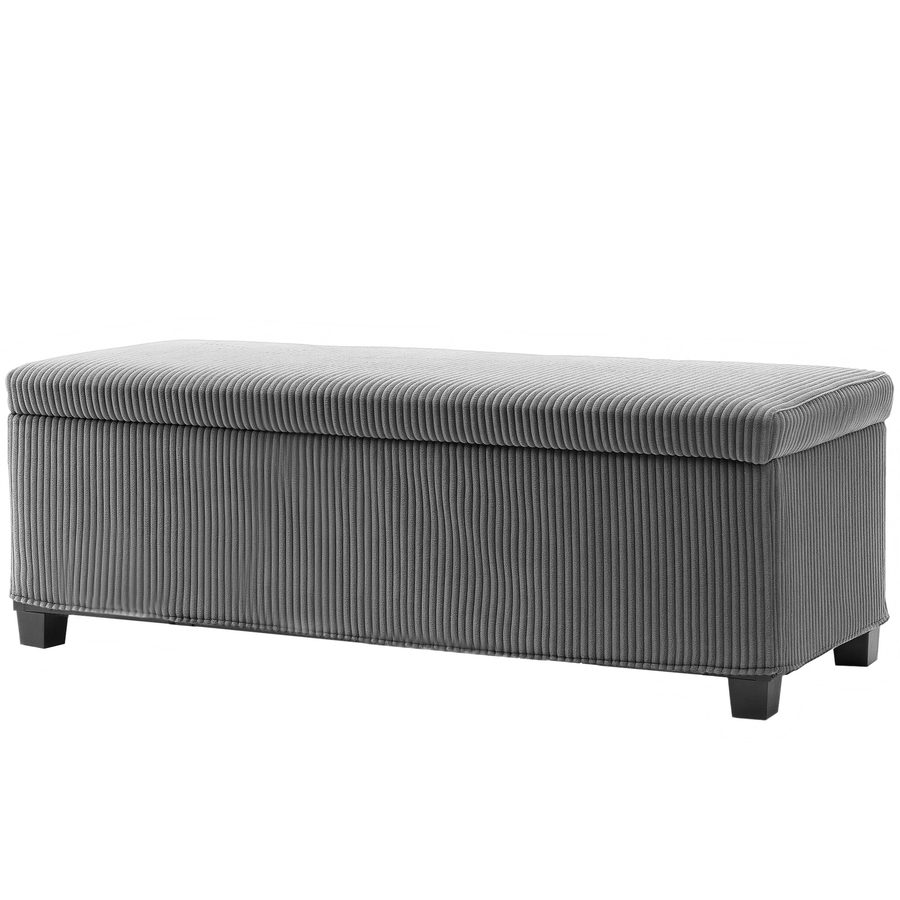 HOMCOM Aufbewahrungshocker, Aufbewahrungsbank Faltbar, 84 L Kapazität, 112x42x40 cm, Samtbezug, Fußende des Bettes, für Wohnzimmer, Schlafzimmer, Eingangsbereich, Grau   Aosom von HOMCOM