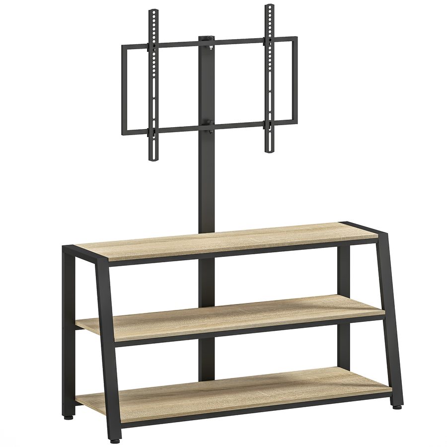 HOMCOM TV-Möbel mit schwenkbarer Halterung 35°, TV-Möbel für Fernseher von ca. 81–178 cm, offene Regale, Industrie-TV-Bank für Wohn- und Schlafzimmer, 108x41x135cm, Holzoptik Natur   Aosom von HOMCOM