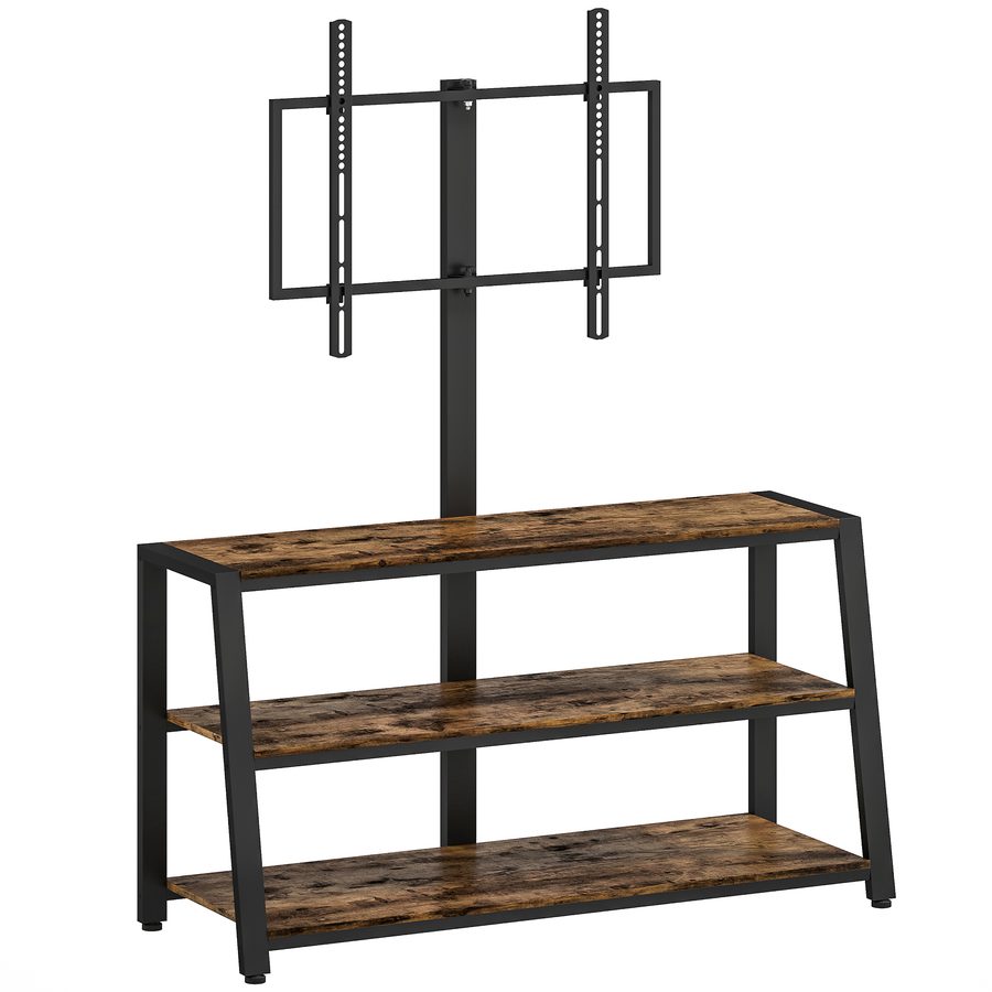 HOMCOM TV-Möbel mit um 35° drehbarer Halterung, TV-Möbel für Fernsehgeräte von 81,3–177,8 cm, offene Regalböden, industrielles TV-Bank für Wohnzimmer und Schlafzimmer, 108x41x135 cm, Braun   Aosom von HOMCOM