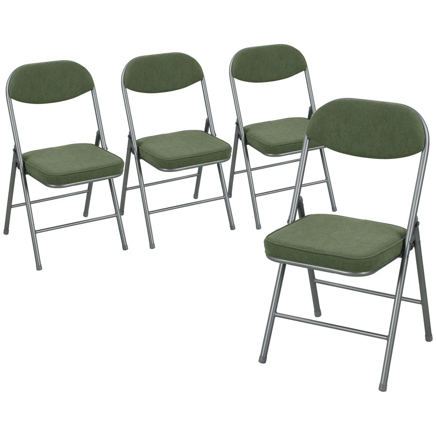 HOMCOM Klappstuhl 4er Set Campingstuhl mit Gepolsteter Rückenlehne, Klappbar Bürostuhl mit Stahlrahmen, Küchenstuhl mit Polster bis 120 kg belastbar für Gäste, Büro, Camping, Grün   Aosom von HOMCOM