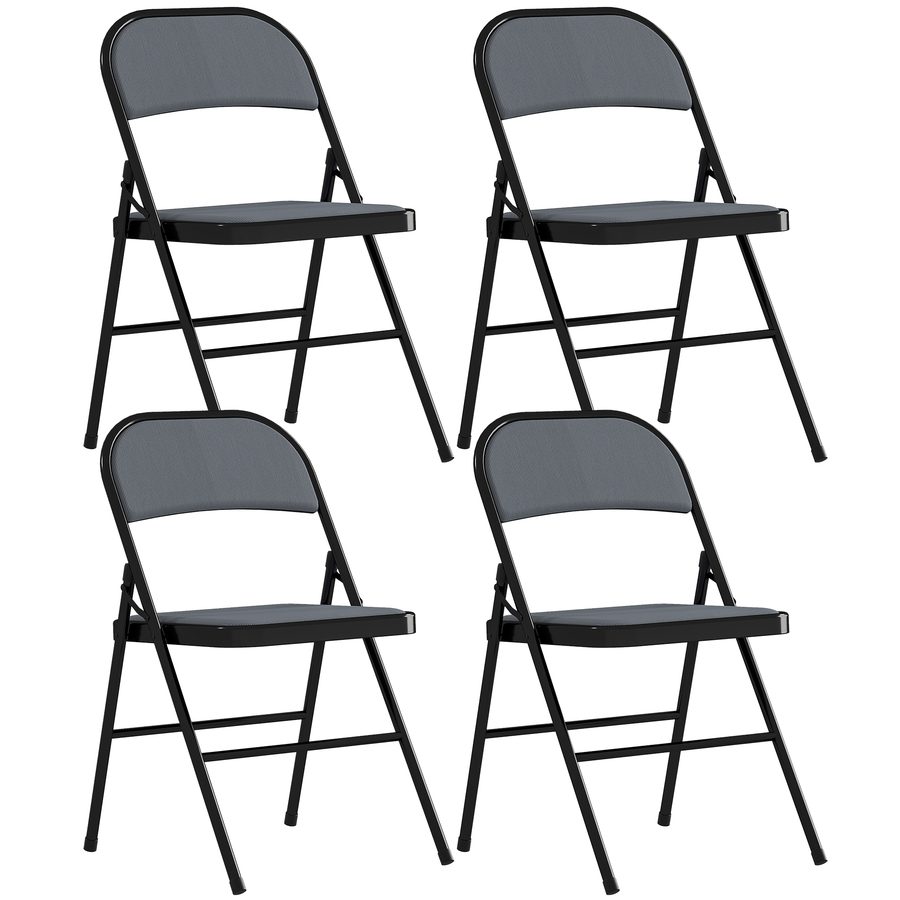 HOMCOM 4er-Set klappbare Stühle, tragbare Esszimmerstühle, klappbarer Innenstuhl mit gepolstertem Cordvelours-Sitz und Stahlrahmen, Maße 45l x 46P x 78H cm, grau   Aosom von HOMCOM