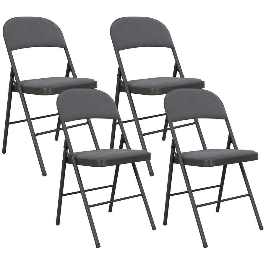 HOMCOM 4er-Set Klappstühle, tragbare Esszimmerstühle für Innen mit gepolsterten Sitz- und Rückenflächen in Velours und Stahlrahmen, belastbar bis 120 kg, dunkelgrau   Aosom von HOMCOM