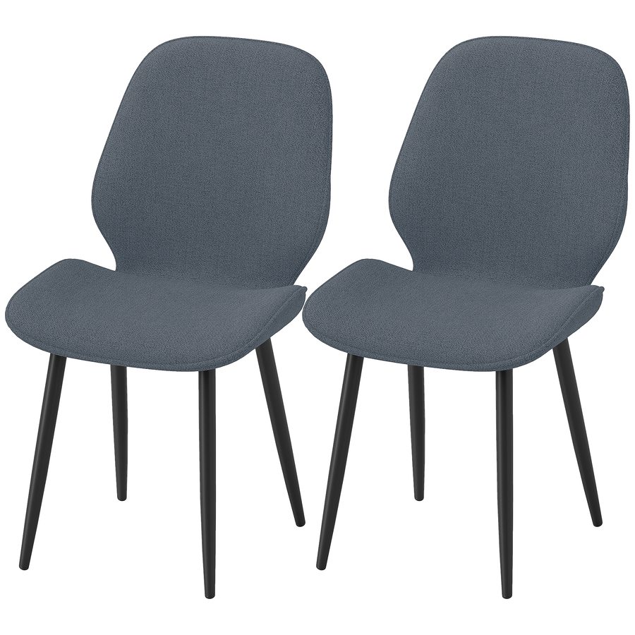 HOMCOM Set of 2 Esszimmerstühle, Moderne Küchenstühle mit Metallbeinen, Gebogenem Rücken und Gepolsterter Sitzfläche für Esszimmer, Schlafzimmer, Wohnzimmer, Grau   Aosom von HOMCOM