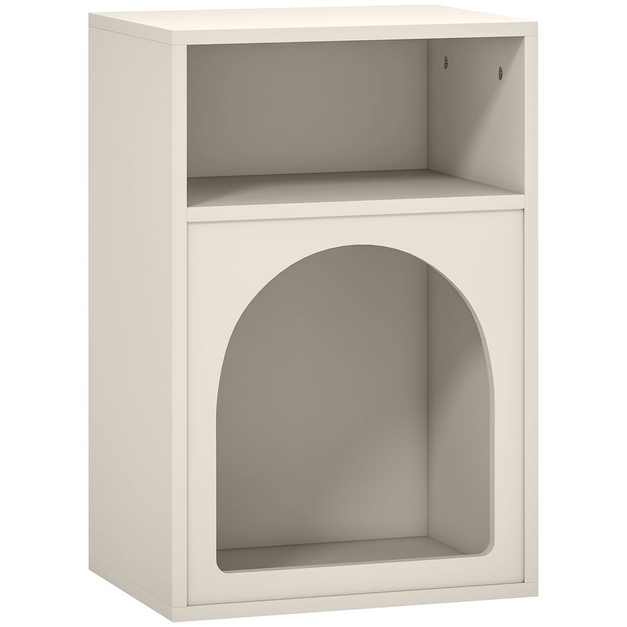 HOMCOM Nachttisch, Nachttisch mit offenen Fächern, bogenförmiges Design, Nachttisch für Schlafzimmer, Wohnzimmer, 40 x 30 x 60 cm, Creme   Aosom von HOMCOM
