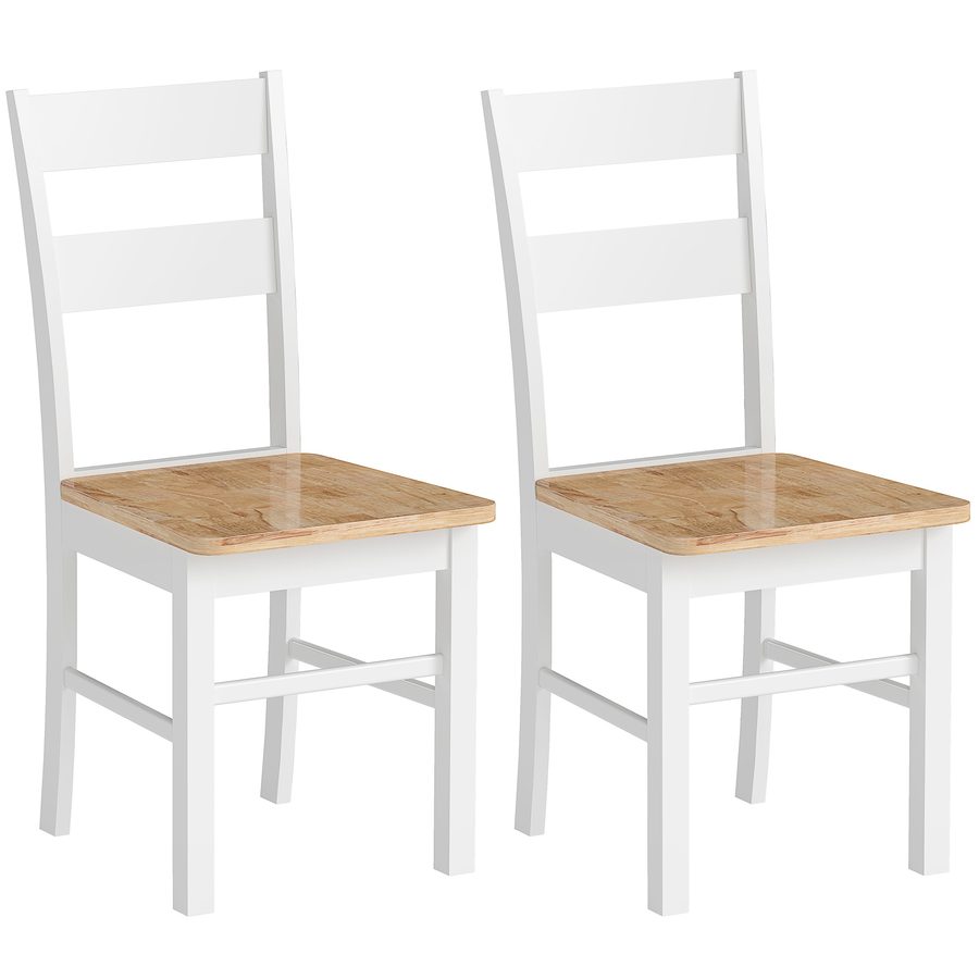 HOMCOM Esszimmerstühle 2er Set Küchenstuhl mit Rückenlehne, Armlose Stühle, Wohnzimmerstuhl aus Holz für Esstisch, Eiche   Aosom von HOMCOM