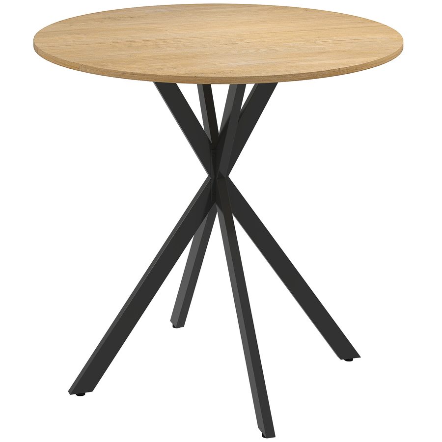 HOMCOM Esstisch, Runder Küchentisch für 2 Personen im Industriestil mit Stahlbeinen, Esszimmertisch für Esszimmer, Küche, Eiche Ø80 x 75 cm   Aosom von HOMCOM