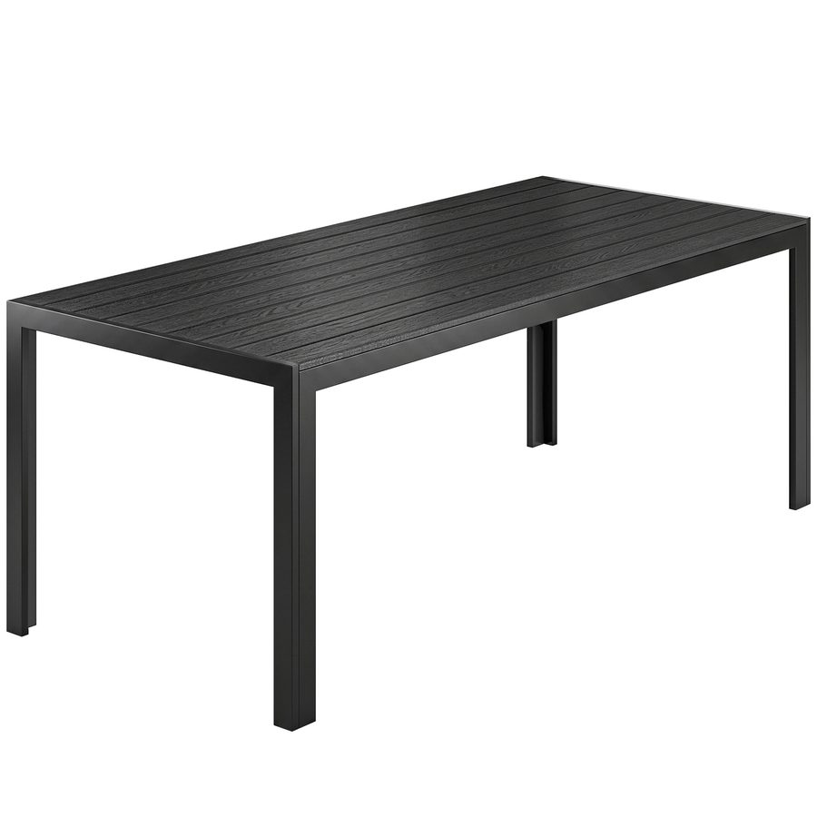 Outsunny Gartentisch Aluminium Tisch 120x70 cm für Garten Terrasse Holz-Kunststoff Polyholz schwarz wetterfest & modern   Aosom.de von Outsunny