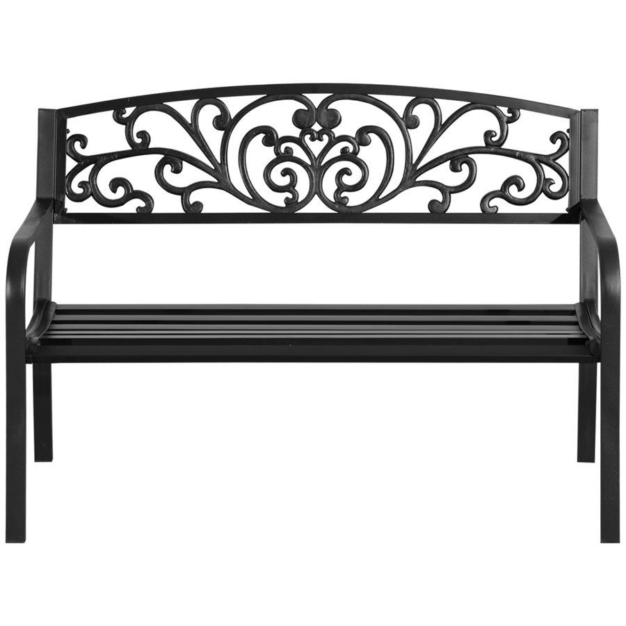 Outsunny Gartenbank Metall 2-Sitzer Parkbank mit Rückenlehne und Armlehne wetterfest bis 250 kg belastbar für Balkon und Terrasse Schwarz   Aosom.de von Outsunny