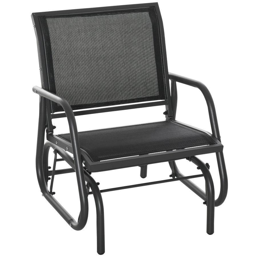 Outsunny Schaukelstuhl Gartenstuhl Relaxstuhl Gartenschaukel Metall Schwarz 75 x 66 x 85 cm, ideal für Terrasse & Balkon, mit Mesh-Gewebe   Aosom.de von Outsunny