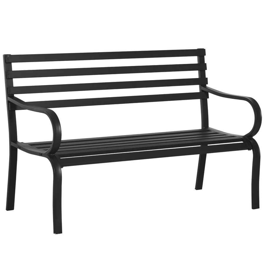 Outsunny Gartenbank 2-Sitzer Sitzbank Metall Schwarz 127 x 58 x 82 cm, elegante Gartenmöbel für Terrasse & Balkon   Aosom.de von Outsunny