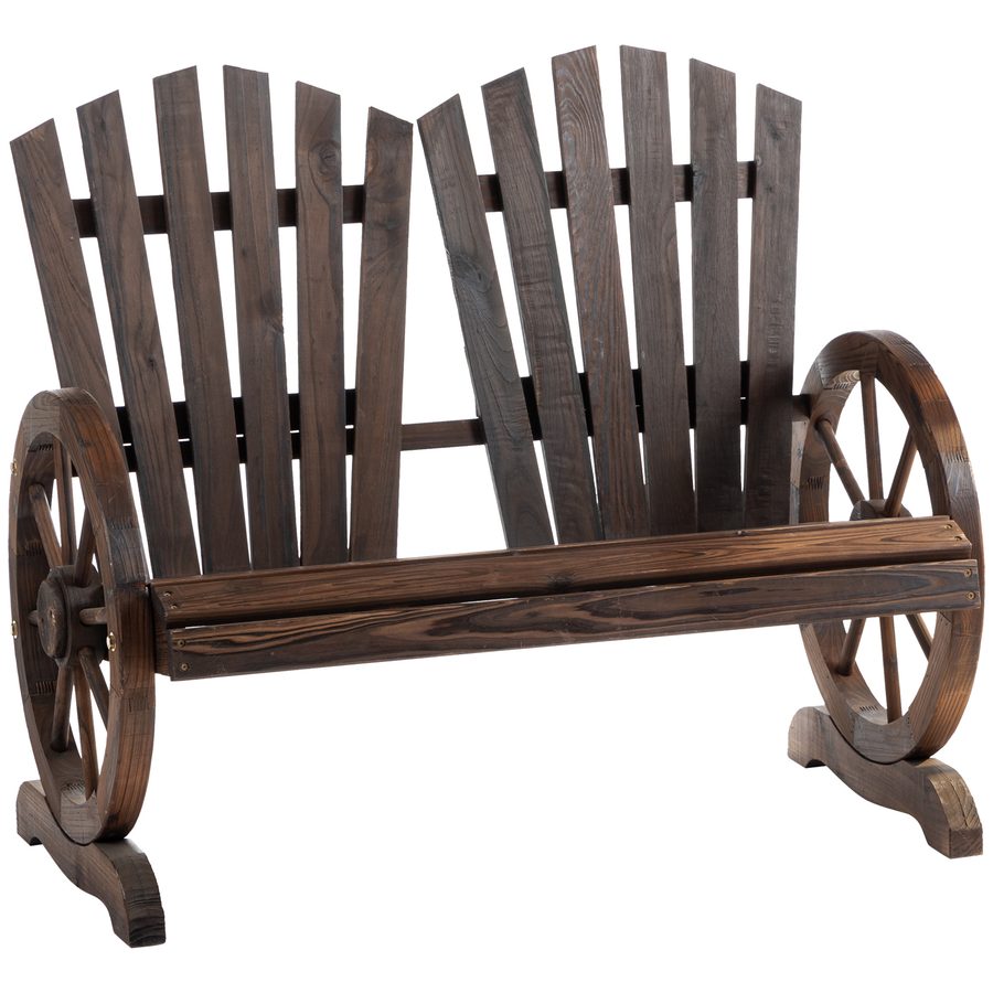 Outsunny Gartenbank mit Armlehne, Sitzbank, Gartenmöbel, Rustikale Bank, Massivholz, Dunkelbraun, 108 x 66 x 95 cm   Aosom von Outsunny