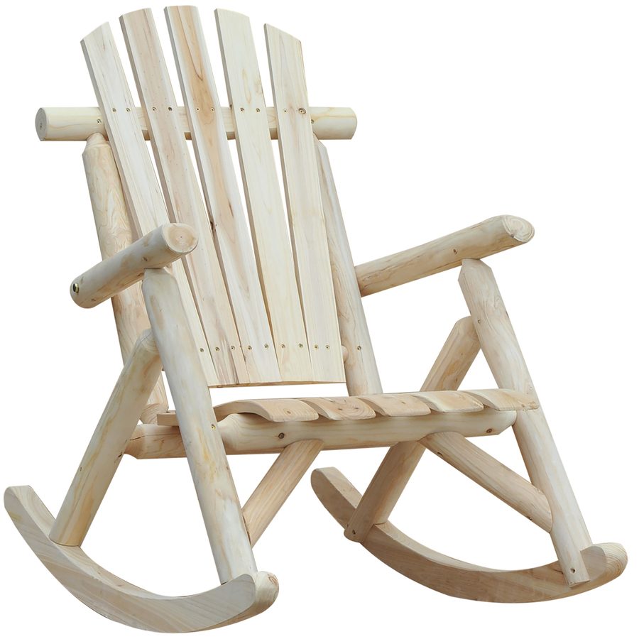 Outsunny Schaukelstuhl Schwingsessel Schaukel Gartenstuhl Relaxstuhl Tannenholz Natur   Aosom von Outsunny