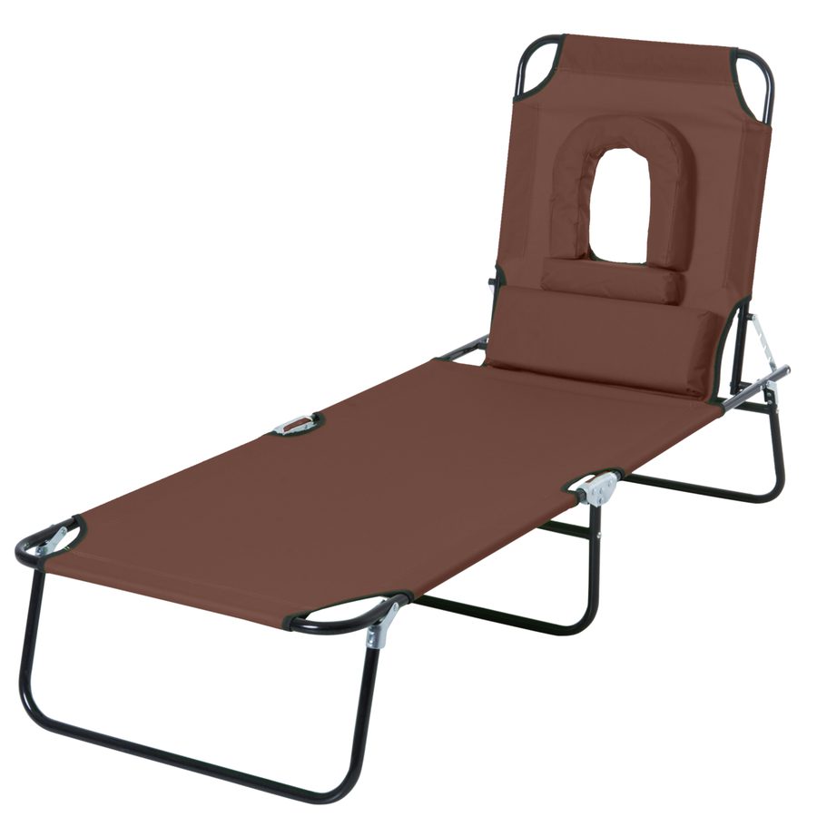 Outsunny Sonnenbett klappbar mit 4-fach verstellbarer Liegeposition Lesesessel 3 Kissen enthalten Braun   Aosom von Outsunny