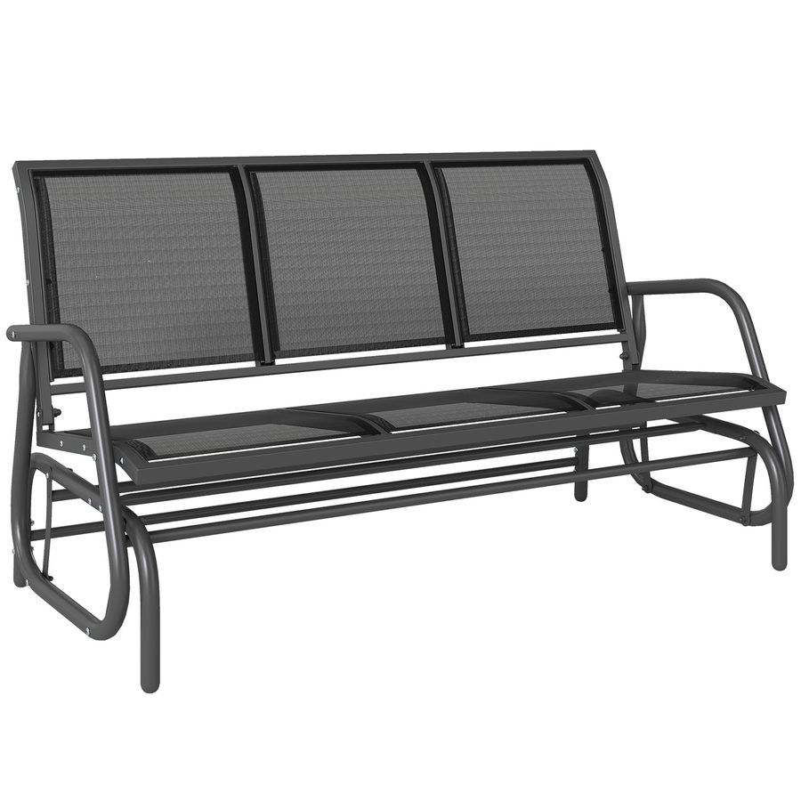Outsunny Schaukelstuhl 3-Sitzer  Robuste Gartenbank als Gartenschaukel, Metall, wetterfest, Schwarz, 151x75x85cm  Aosom von Outsunny