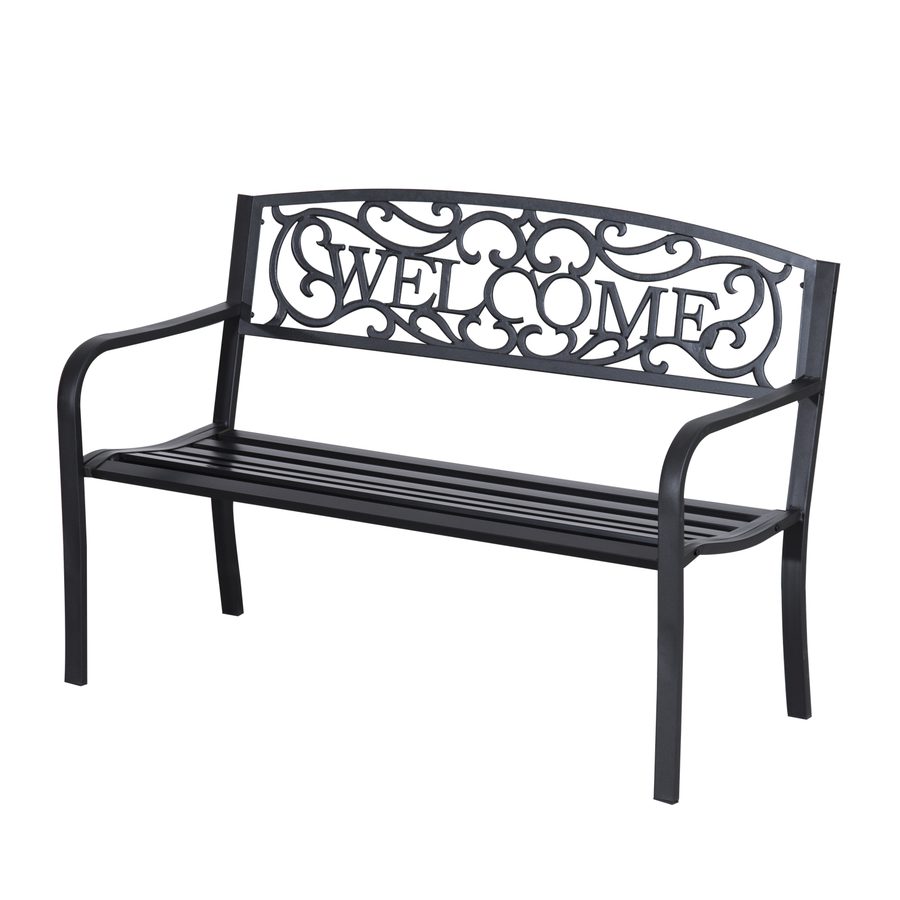 OUTSUNNY Gartenbank 2-Sitzer Metall Parkbank für Garten & Terrasse, stabile Sitzbank mit elegantem Design   Aosom.de von Outsunny