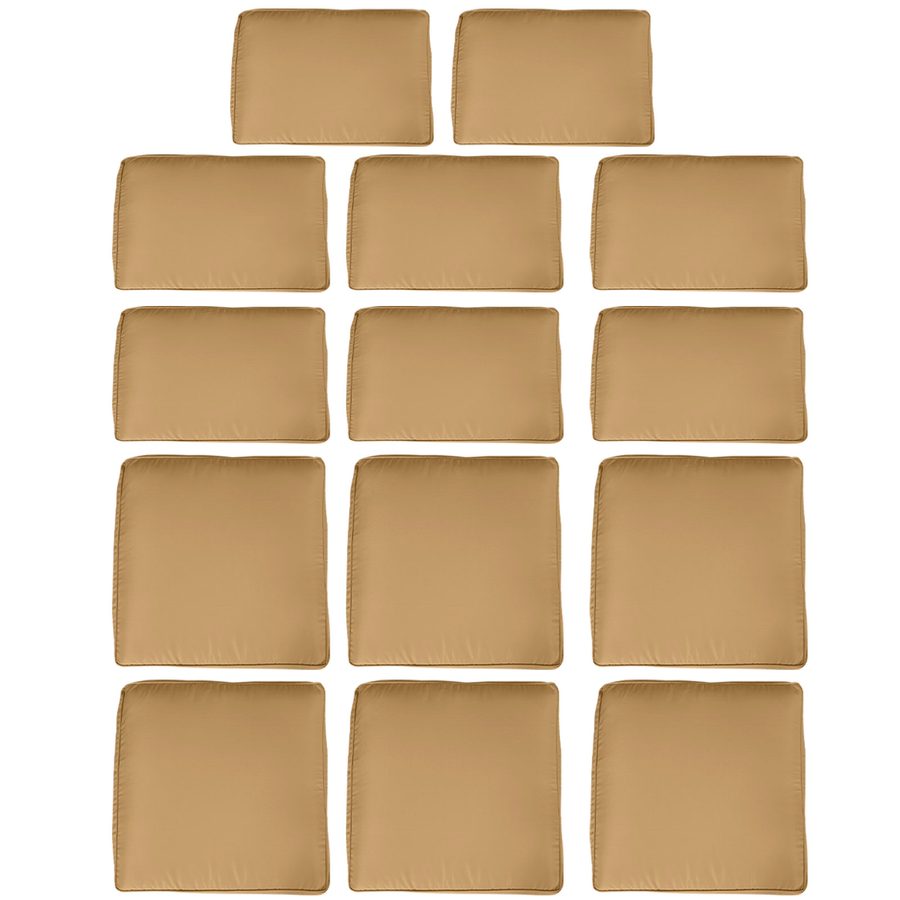 Outsunny Set mit 14 Ersatzbezügen für Gartenmöbelkissen - 6 Sitzkissenbezüge, 8 Rückenkissenbezüge - Bezüge mit Reißverschluss aus wasserabweisendem braunem Polyester   Aosom von Outsunny