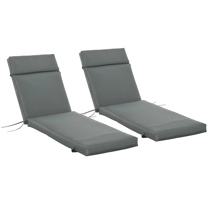 Outsunny 2er Set Auflage für Sonnenliege, Flammhemmend Liegenauflage mit Bänder für Gartenliege 8cm dick Polsterauflage Liegestuhl Kissen für Gartenmöbel, Auflagen für Deckchair 196x55x8 cm Dunkelgrau   Aosom von Outsunny