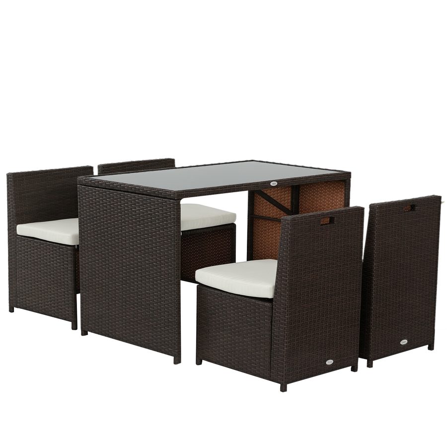 Outsunny Polyrattan Gartenset 5 tlg. Gartenmöbel Lounge Set, wetterfest & elegant für Balkon Terrasse   Aosom.de von Outsunny