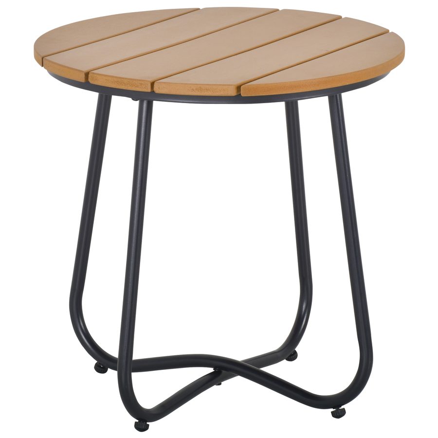 Outsunny Gartentisch rund verstellbare Füße Stahlboden braun Ø49x48 cm, ideal für Balkon & Terrasse   Aosom.de von Outsunny