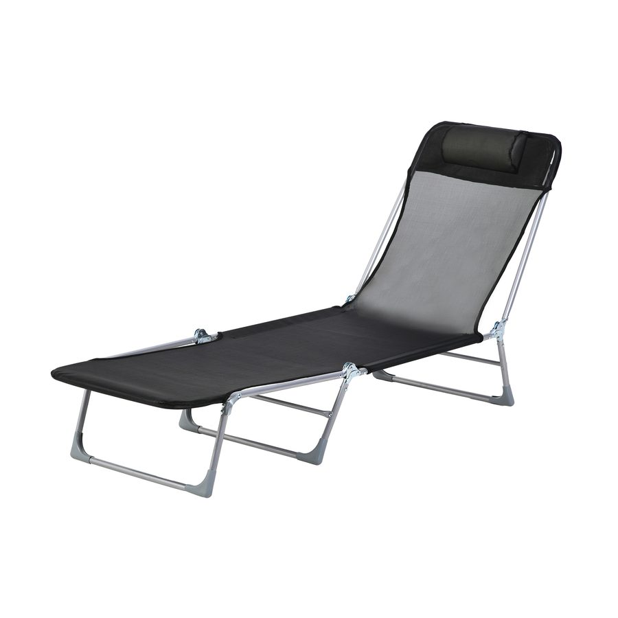 Outsunny Sonnenliege Gartenliege verstellbar klappbar mit Kissen Rückenlehne in 5 Stufen verstellbar 182L x 56B x 28H cm schwarz   Aosom von Outsunny