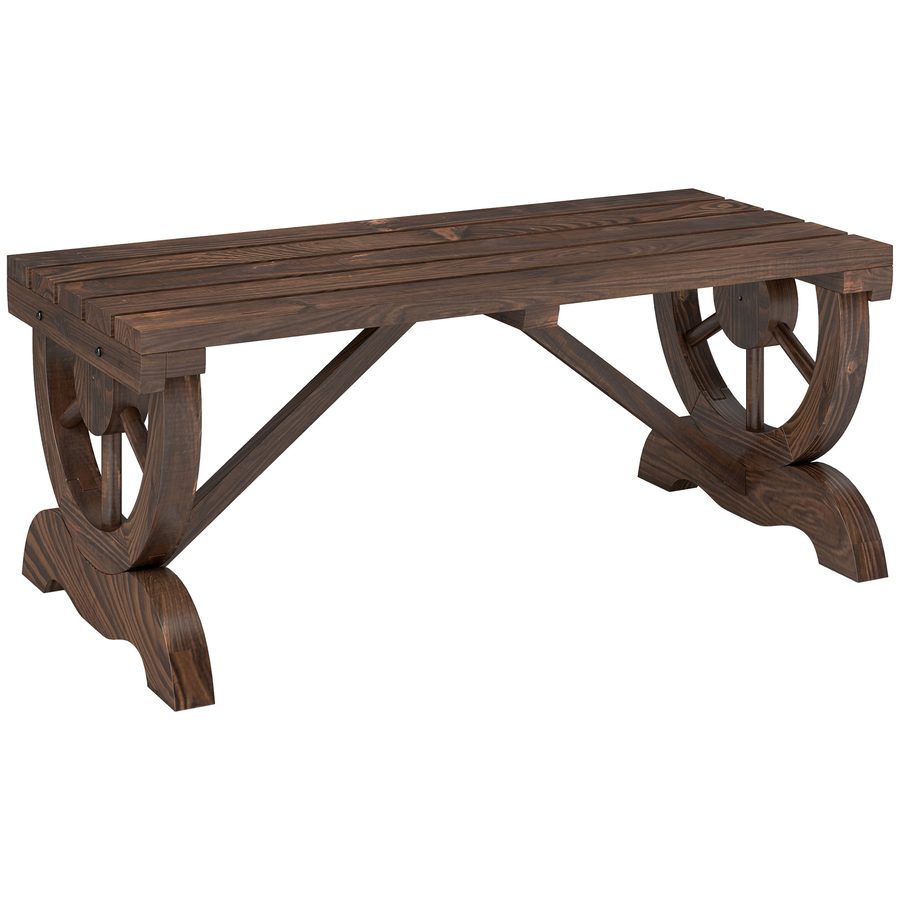 Outsunny Gartenbank Holz wetterfest 98 x 50 x 39,5 cm, rustikale Sitzbank für Gartenmöbel, langlebig & stilvoll   Aosom.de von Outsunny