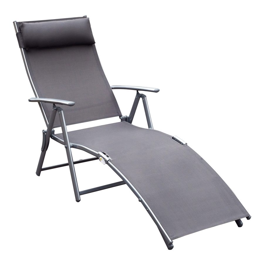 Outsunny Gartenliege Liegestuhl klappbar verstellbar mit Kissen, Sonnenliege Grau, Metall & Stoff 137 x 63,5 x 100,5 cm für Garten & Terrasse   Aosom.de von Outsunny