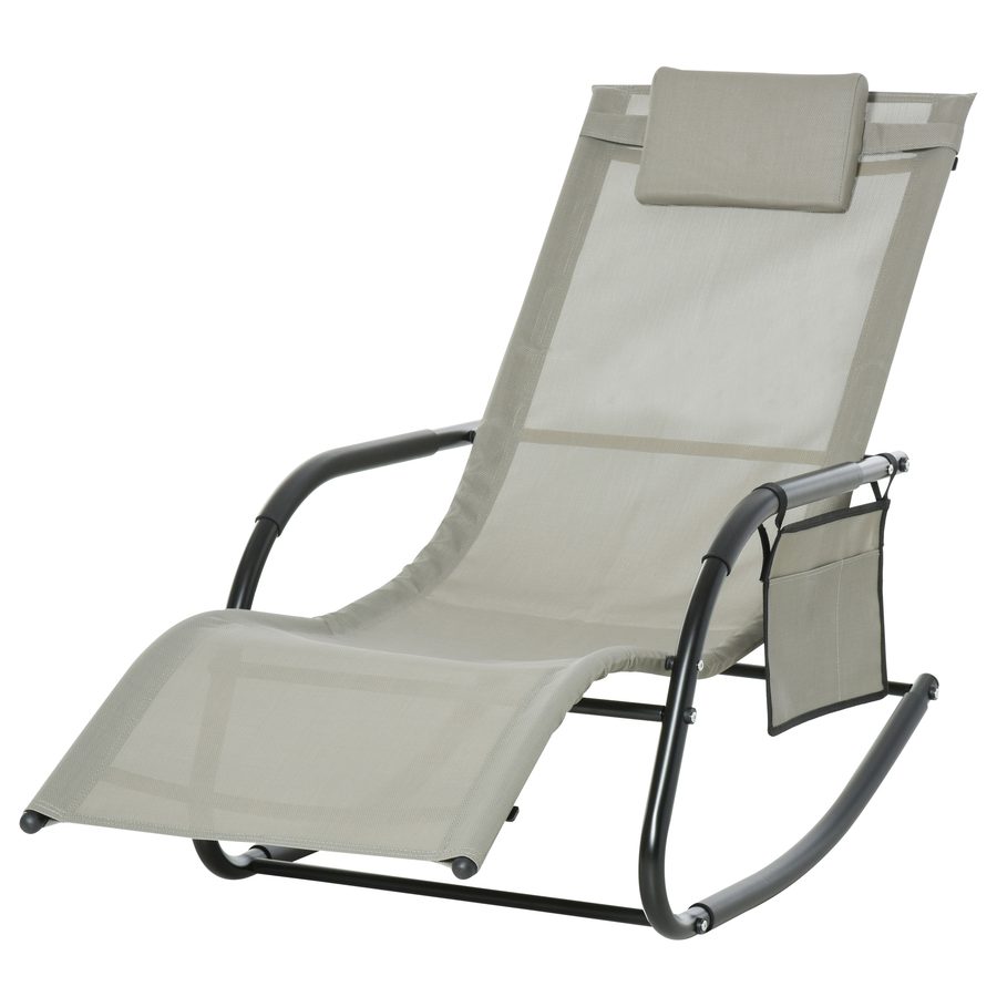 Outsunny Schaukelstuhl Schwingsessel Gartenliege 150 x 62 x 88 cm, Metall & Mesh Schwarz Hellgrau, bequem für Garten & Terrasse   Aosom.de von Outsunny