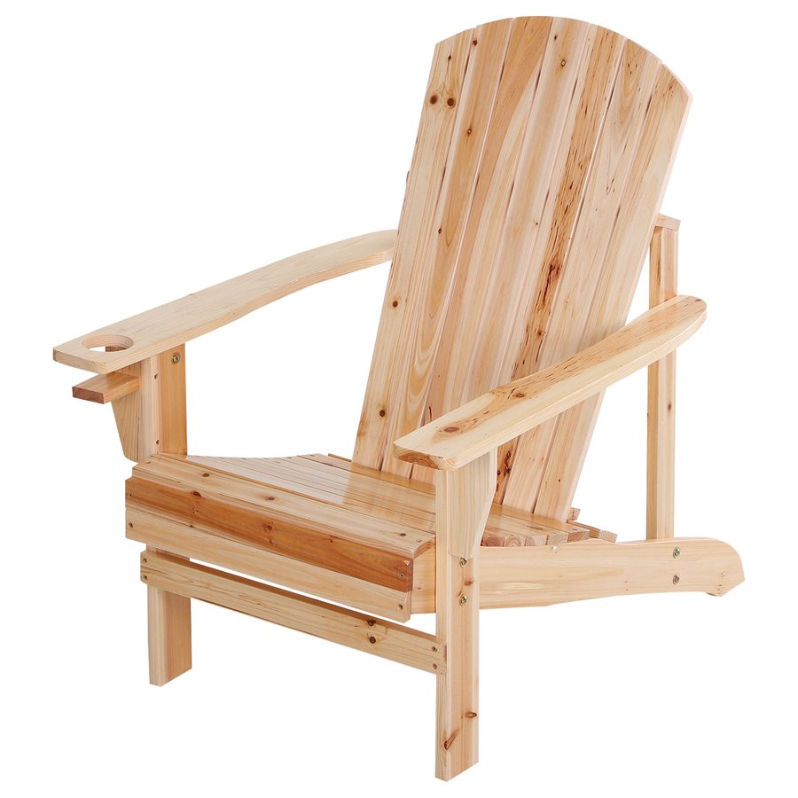 Outsunny Adirondack Gartenstuhl mit Becherhalter, Massivholz, Gartenliege für Balkon & Terrasse, 72,5 x 97 x 93 cm, natur   Aosom.de von Outsunny