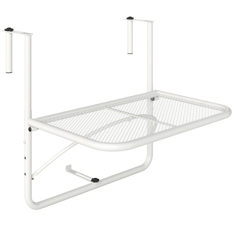 Outsunny Balkonhängetisch höhenverstellbar viereckig Gartentisch Metall Weiß 60x56,5x45cm für Terrasse & Garten   Aosom.de von Outsunny