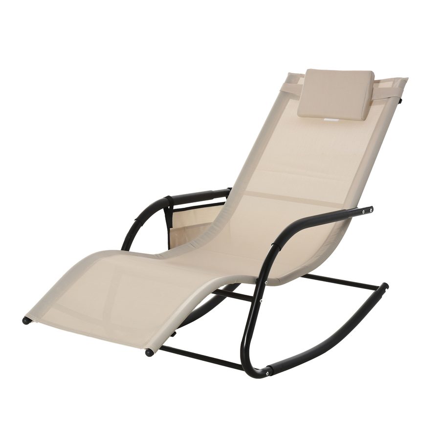 Outsunny Schaukelstuhl Schwingsessel Gartenstuhl Schaukelliege Metall Mesh Beige 150x62x88cm für entspannende Stunden im Freien   Aosom.de von Outsunny
