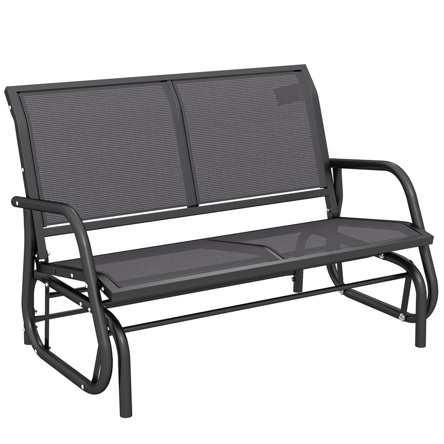 Outsunny Schaukelstuhl 2-Sitzer Gartenbank wetterfest Gartenschaukel Sitzbank Metall Gartenmöbel Schwarz bis 200 Kg belastbar 120 x 70 x 85cm   Aosom von Outsunny