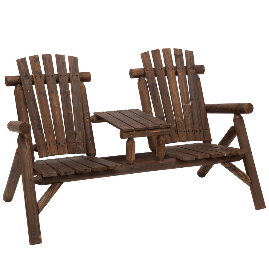 Outsunny Gartenbank mit Tisch, Gartenmöbel Set, Sitzbank mit 2 Stühlen, Massivholz, Braun, 157 x 88 x 103 cm, ideal für Terrasse & Garten   Aosom.de von Outsunny
