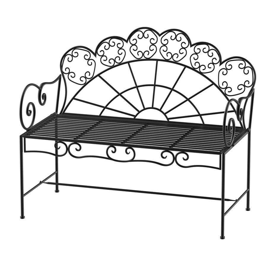 Outsunny Gartenbank 2-Sitzer Metall 107 x 55,5 x 90,5 cm robust rostfrei witterungsbeständig für Garten Balkon Park Schwarz   Aosom.de von Outsunny