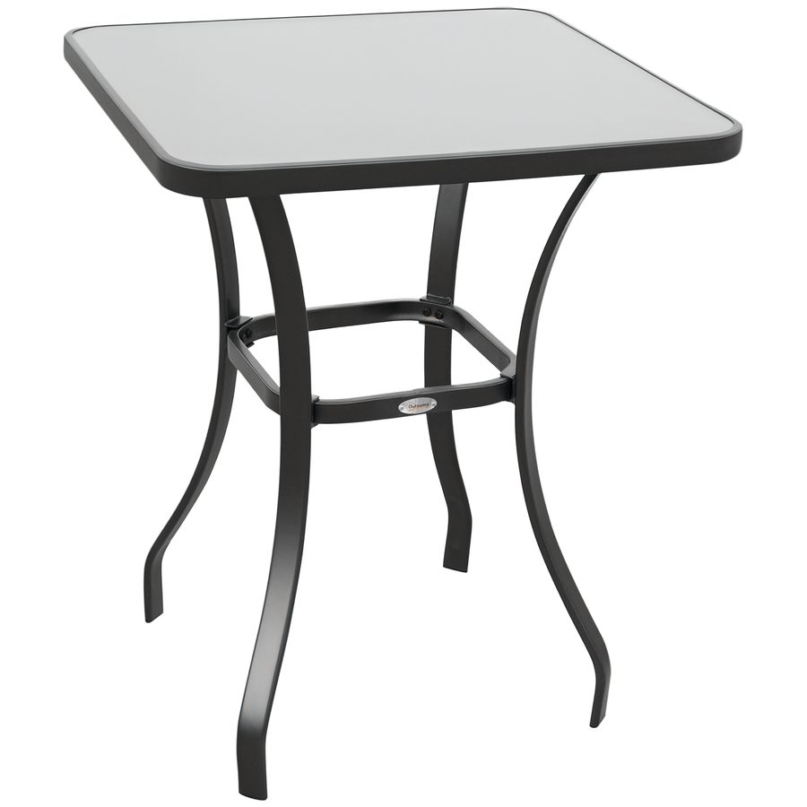 Outsunny Gartentisch quadratisch Glastisch wetterfest Schwarz 68,5x68,5cm für Balkon Terrasse Gartenmöbel   Aosom.de von Outsunny
