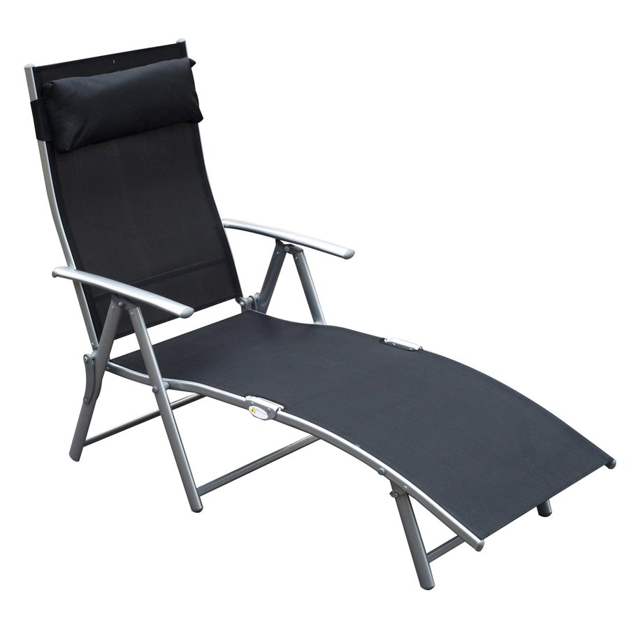 Outsunny Sonnenliege klappbar Gartenliege mit Kissen 137x63,5x100,5cm Metall und Stoff Schwarz für Strand und Terrasse   Aosom.de von Outsunny