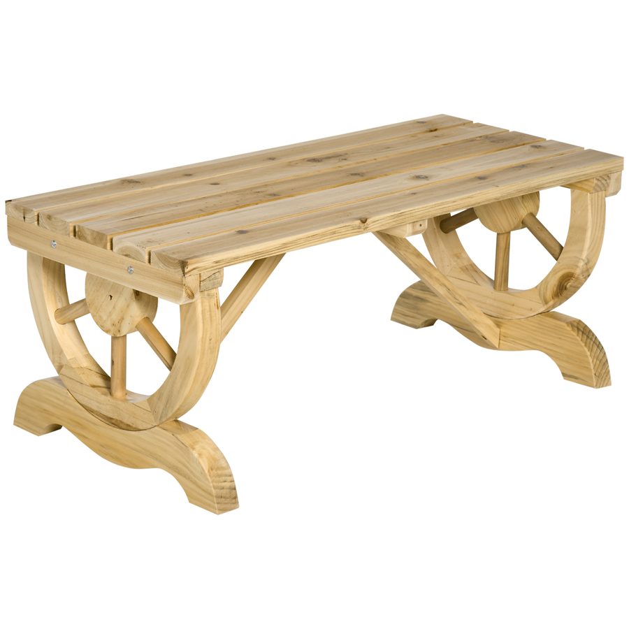 Outsunny Gartenbank Holz wetterfest 98 x 50 x 39,5 cm rustikale Sitzbank für Gartenmöbel in Natur   Aosom.de von Outsunny