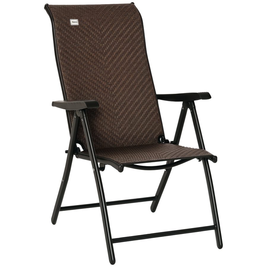 Outsunny Polyrattan Klappstuhl mit Armlehne 7-stufig verstellbare Rückenlehne für Garten Balkon Terrasse 58 x 71 x 111 cm   Aosom.de von Outsunny