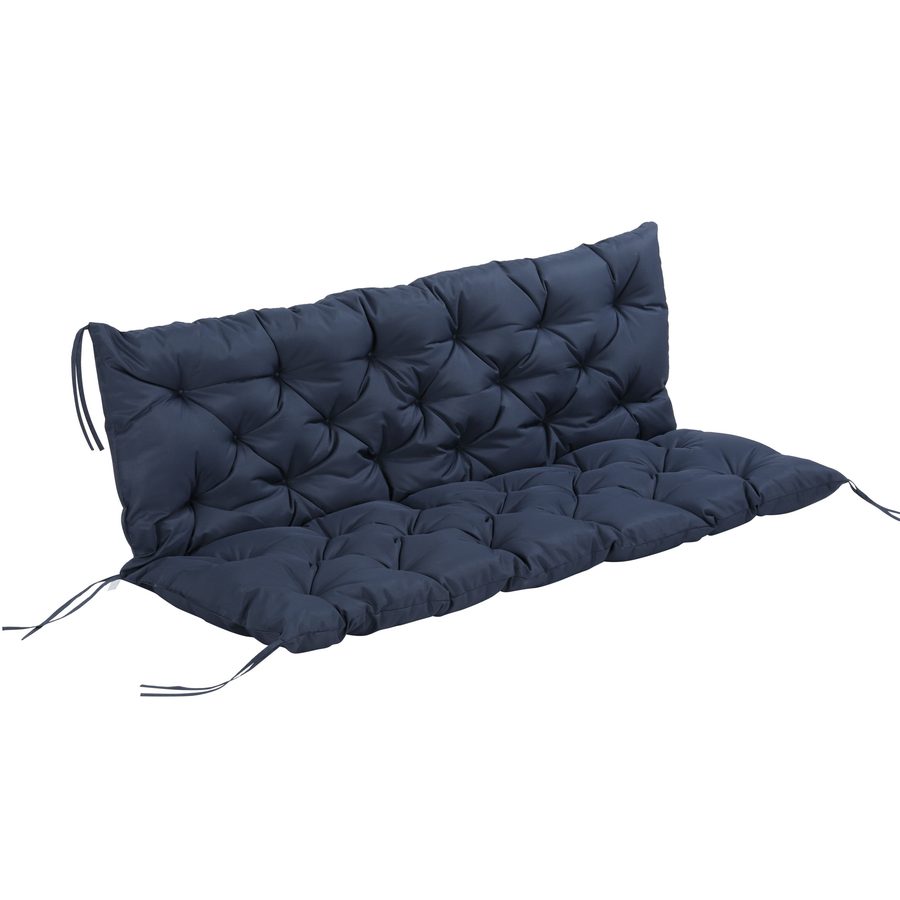 Outsunny 3 Sitzer Bankauflage 150x98x8 cm, Bankkissen mit Bändern, Sitzkissen, Outdoor/Indoor Stuhlkissen, Sitzauflage, Sitzpolster für Gartenmöbel, Fensterbank Sitzbank, Hollywoodschaukel, Dunkelblau   Aosom von Outsunny