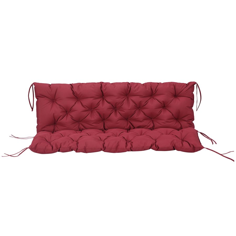 Outsunny 3 Sitzer Bankauflage 150 x 98 x 8 cm, Bankkissen mit Bändern, Sitzkissen, Outdoor/Indoor Stuhlkissen, Sitzauflage, Sitzpolster für Gartenmöbel, Fensterbank Sitzbank, Hollywoodschaukel, Rot   Aosom von Outsunny