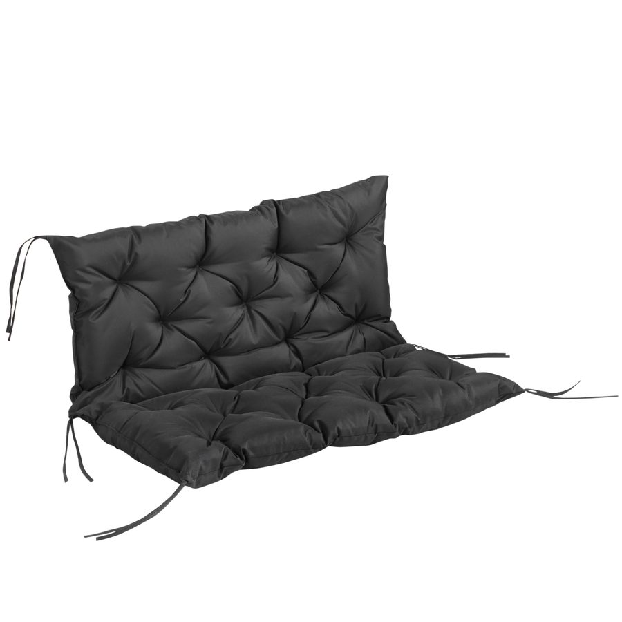 Outsunny 3 Sitzer Bankauflage 100x98x8 cm Bankkissen mit Bändern, Sitzkissen, Outdoor/Indoor Stuhlkissen, Sitzauflage, Sitzpolster, Bankpolster für Gartenmöbel, Sitzbank Hollywoodschaukel, Schwarz   Aosom von Outsunny