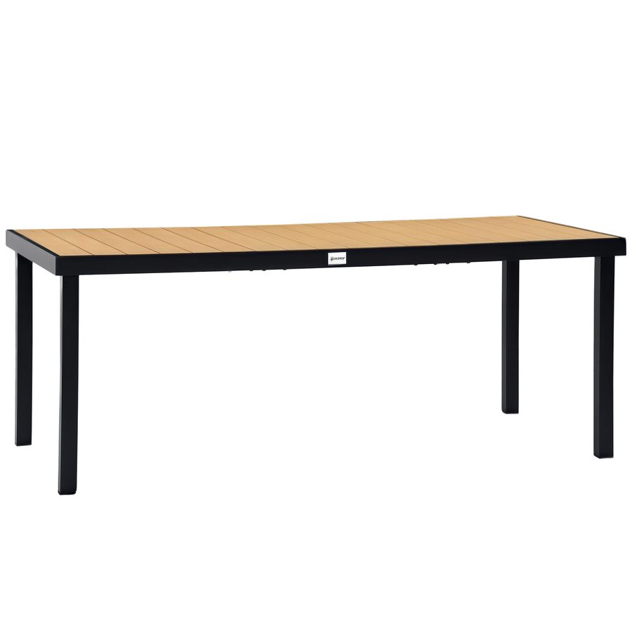 Outsunny Gartentisch für 8 Personen Esstisch Aluminiumtisch 190 x 90 x 74 cm, pflegeleicht, Kunststoff, Natur & Schwarz, Gartenmöbel & Loungemöbel   Aosom.de von Outsunny