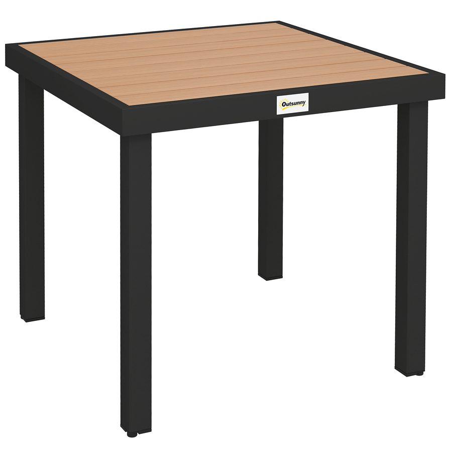 Outsunny Gartentisch für 4 Personen Esstisch Aluminiumtisch 80x80x74 cm, pflegeleicht Kunststoff, Natur Schwarz, ideal für Gartenmöbel & Loungemöbel   Aosom.de von Outsunny